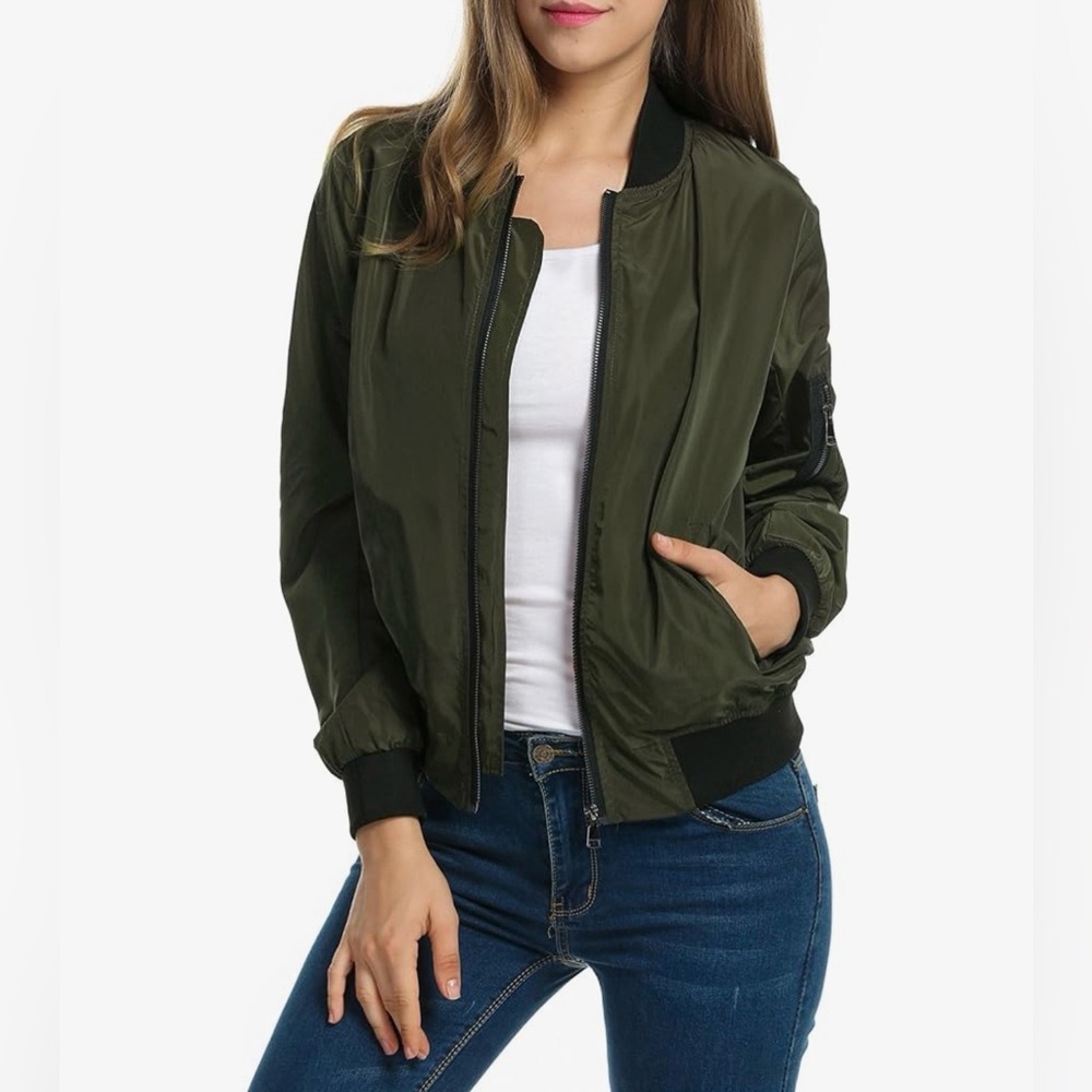 Women's Olive Bomber Jacket